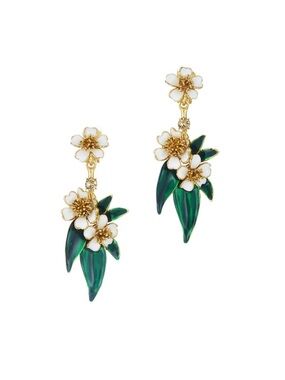 Rare! Oscar de la Renta Enamel 
Delicate Flowers Earrings